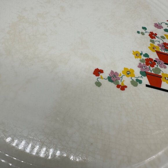 Vintage Chop Plate Platter Floral 1940s Penthouse Knowles Yorktown USA Flowers - Picture 6 of 9